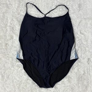 NWT J. Crew Navy Blue Colorblock Active One Piece Swimsuit Size 22